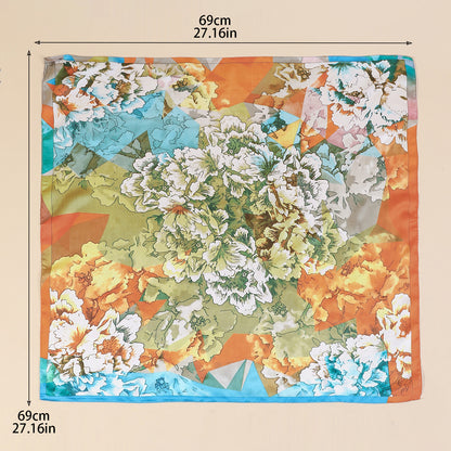 Bold Floral Patchwork Square Scarf