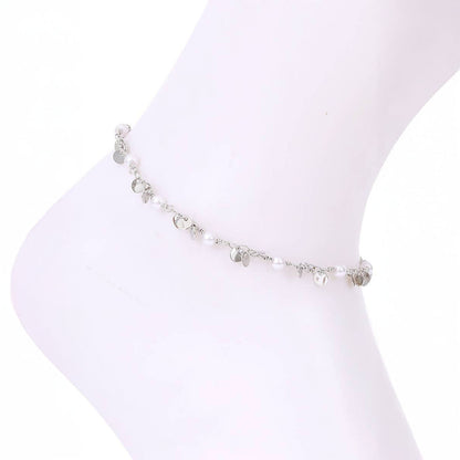 CIRCULAR PENDANT & PEARL TASSEL ANKLET