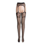 BLACK THIGH-HIGH SUSPENDER PANTY HOSE