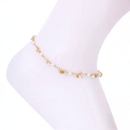 CIRCULAR PENDANT & PEARL TASSEL ANKLET