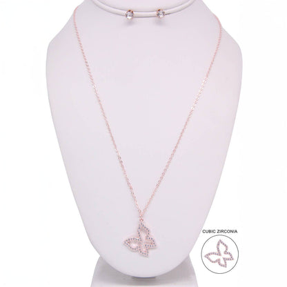 BUTTERFLY PENDANT LONG NECKLACE