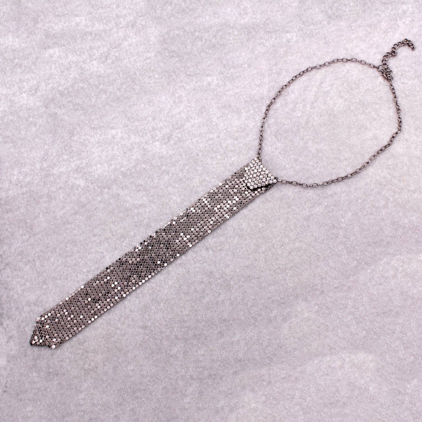 RHINESTONE TIE DROP NECKLACE