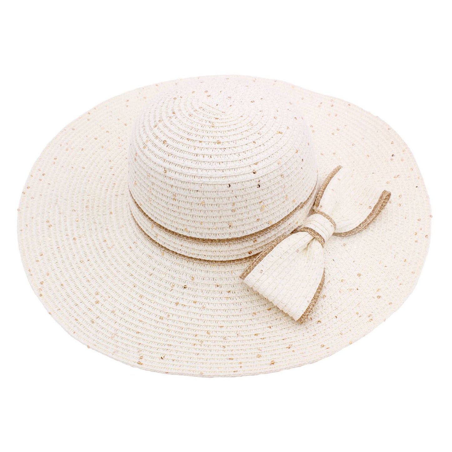Scattered Sequin Bow Straw Hat