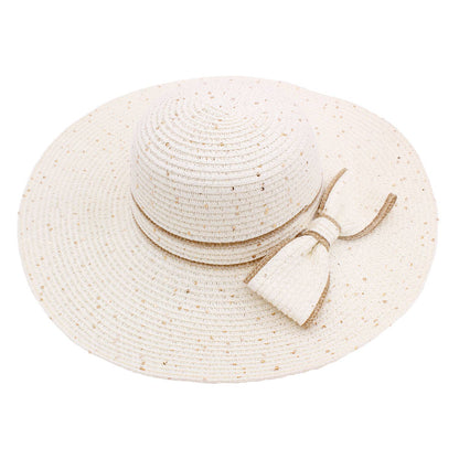 Scattered Sequin Bow Straw Hat
