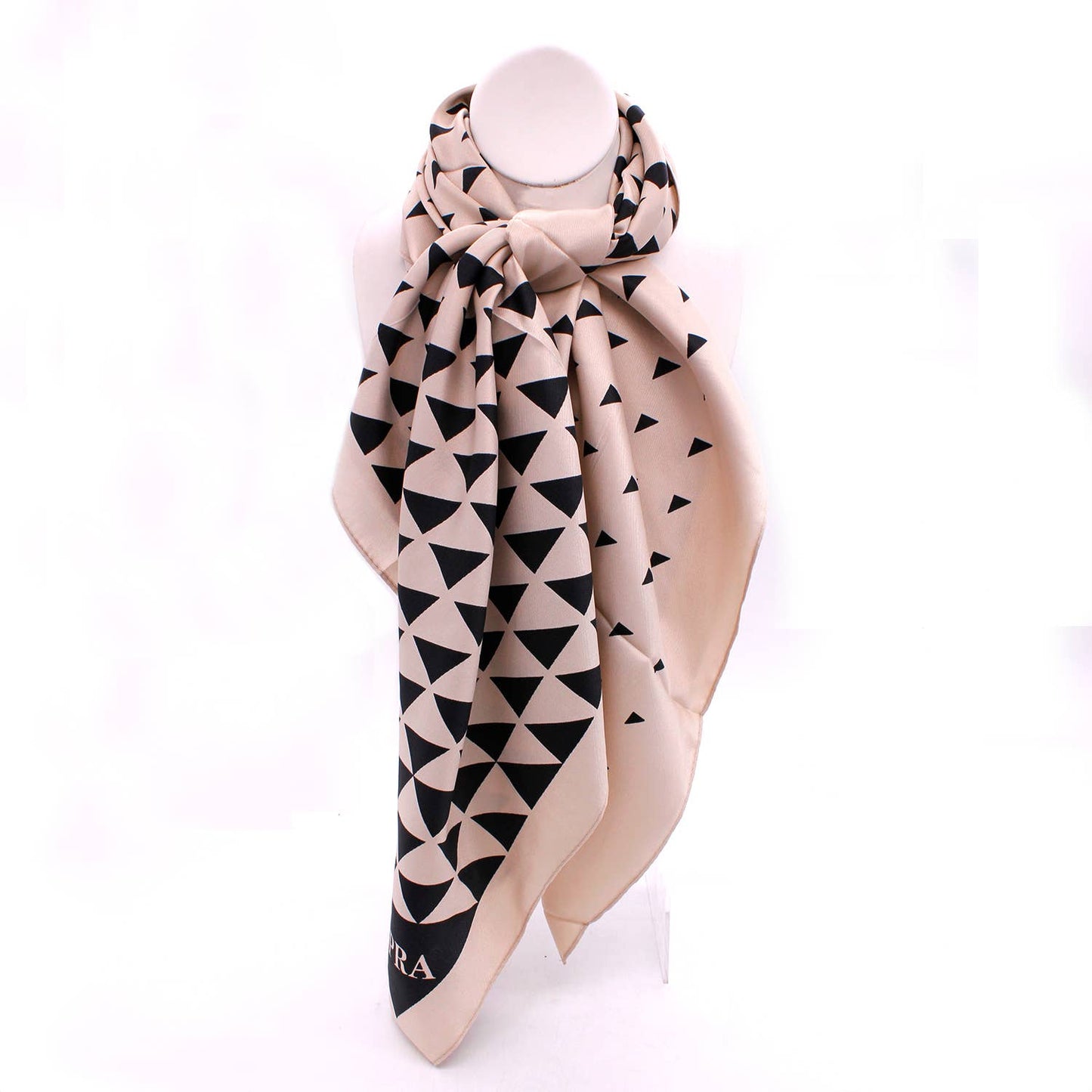 GEOMETRIC TRIANGLE PRINT SILK SCARF