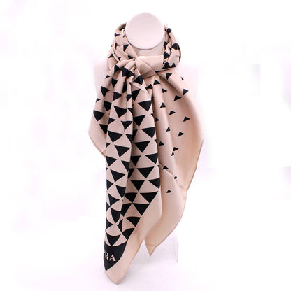 GEOMETRIC TRIANGLE PRINT SILK SCARF