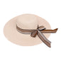 Houndstooth Ribbon Bow Straw Sun Hat