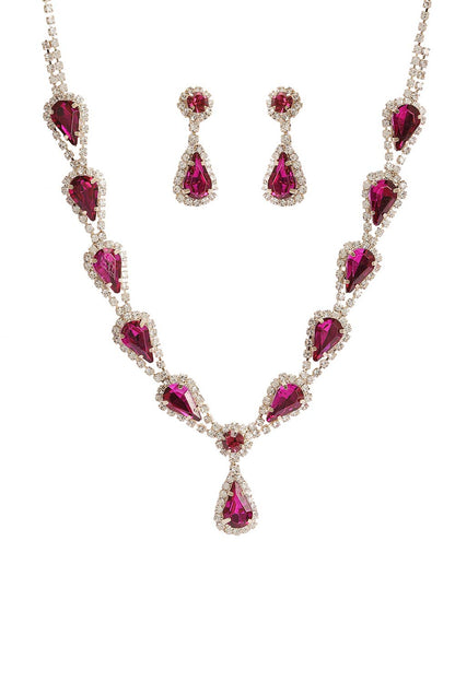 MULTI STONE LUXURY NECKLACE SET GOLD