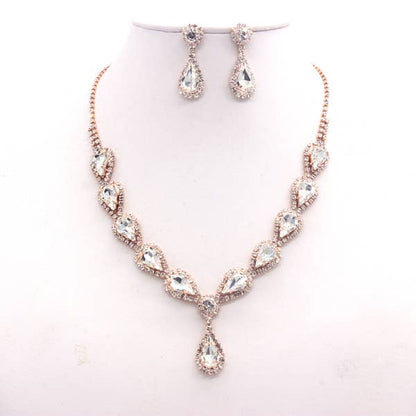MULTI STONE LUXURY NECKLACE SET GOLD