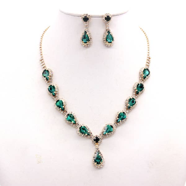 MULTI STONE LUXURY NECKLACE SET GOLD