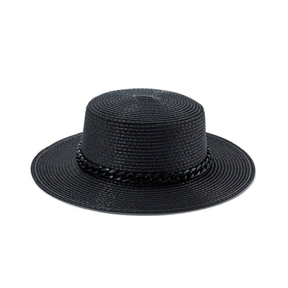 Acrylic Chain Flat Top Straw Sun Hat
