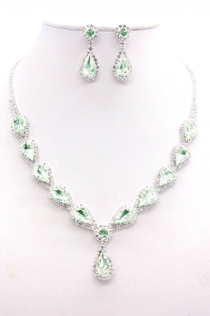 MULTI STONE LUXURY NECKLACE SET GOLD