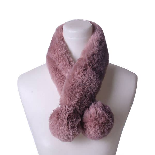 POM POM FAUX FUR SCARF