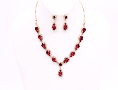 MULTI STONE LUXURY NECKLACE SET GOLD