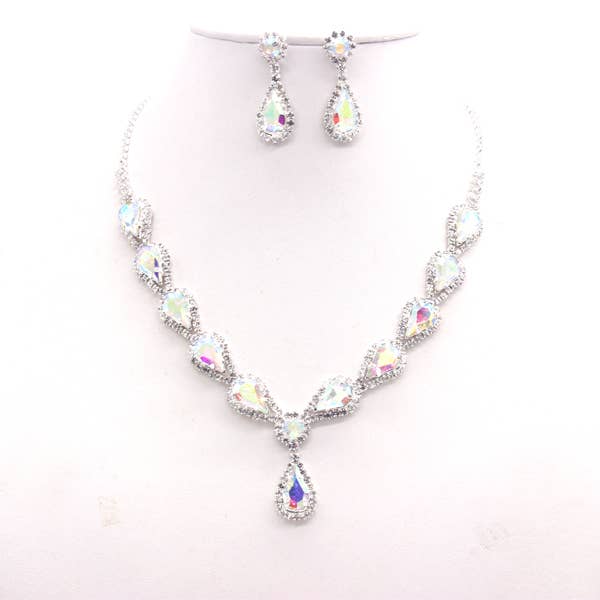 MULTI STONE LUXURY NECKLACE SET GOLD