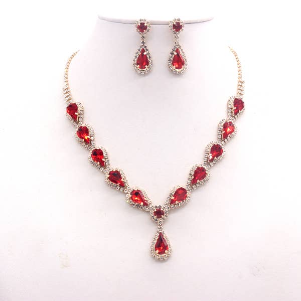 MULTI STONE LUXURY NECKLACE SET GOLD