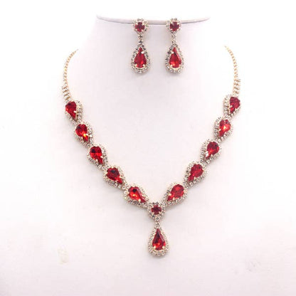 MULTI STONE LUXURY NECKLACE SET GOLD