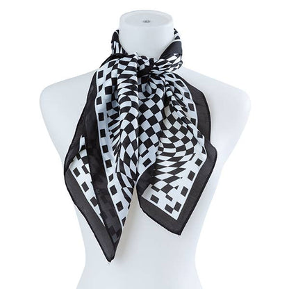 Checked Silk Multi Use Fashion Scarf