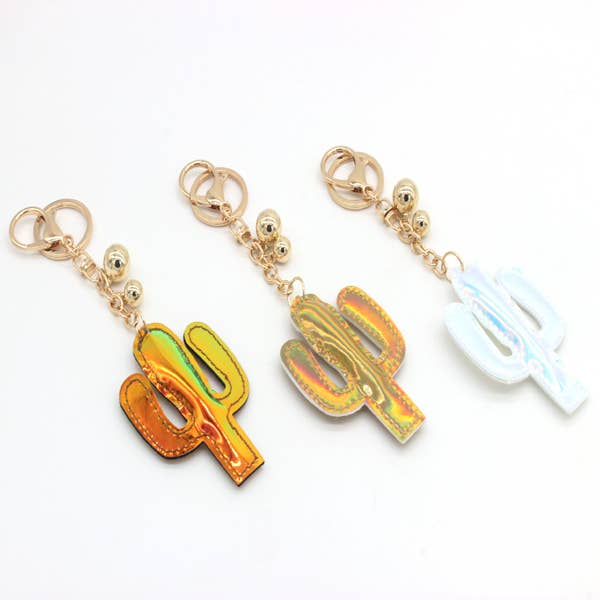 HOLOGRAPHIC PVC CATUS KEY CHAIN
