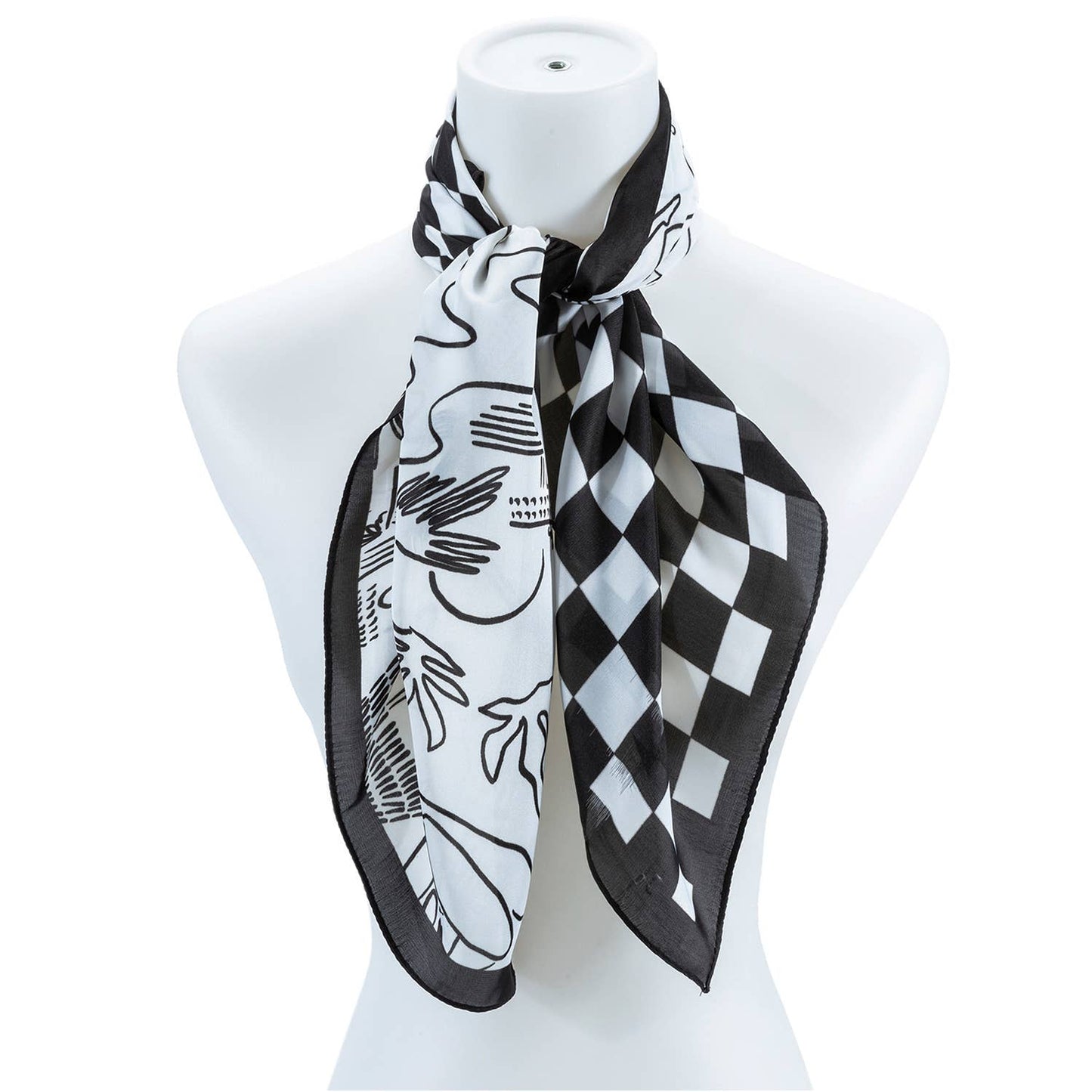 Checkered Silk Fashion Scarf