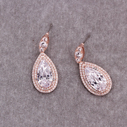 Stone Faceted Tear Drop Stud Earrings