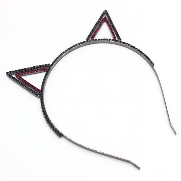 POINTY RHINESTONED CAT EARS HEADBAND