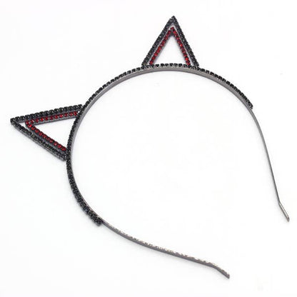 POINTY RHINESTONED CAT EARS HEADBAND