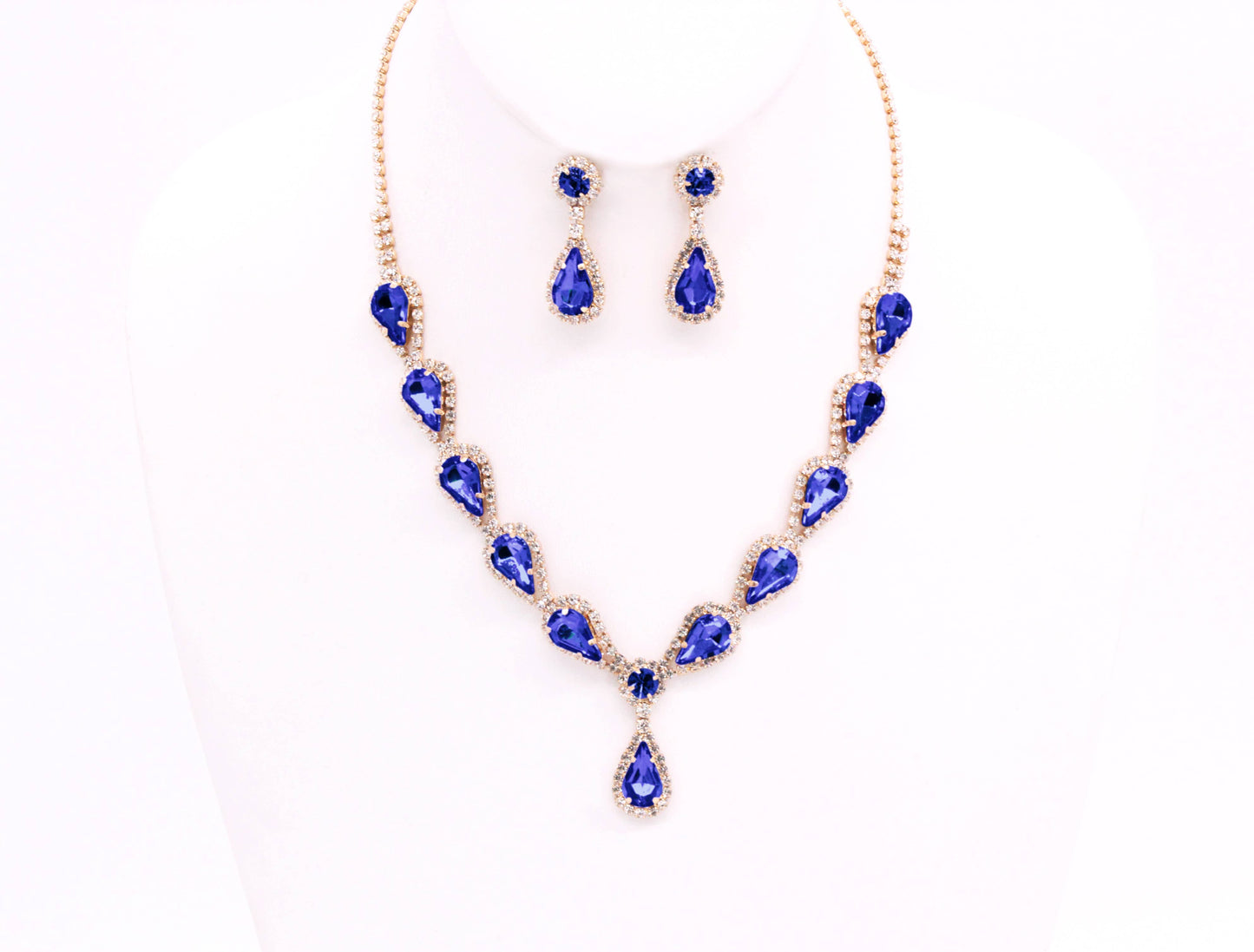 MULTI STONE LUXURY NECKLACE SET GOLD