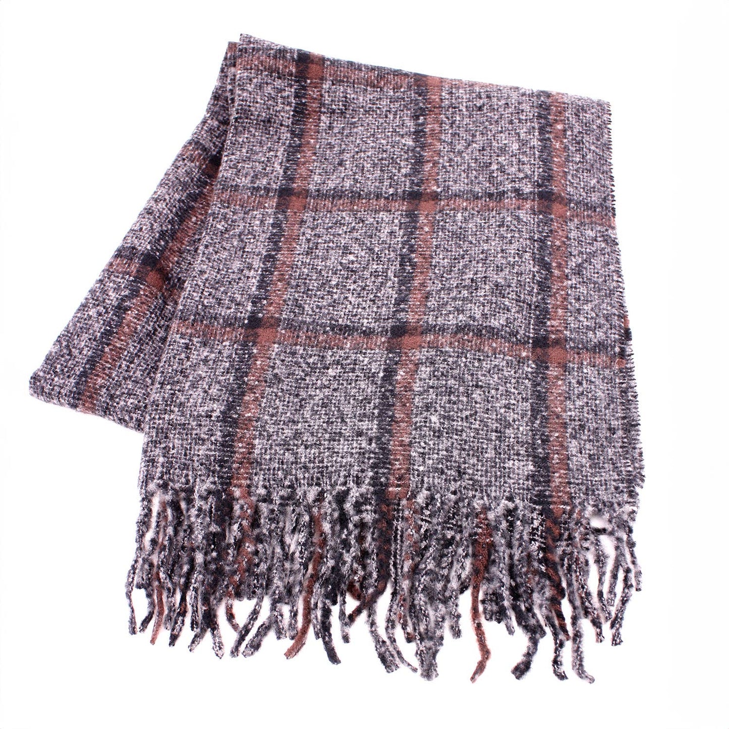 SIMPLE PLAID FRINGE SCARF