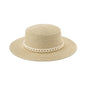 Acrylic Chain Flat Top Straw Sun Hat