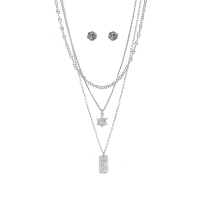 ROSE AND STAR LAYERED NECKLACE SET